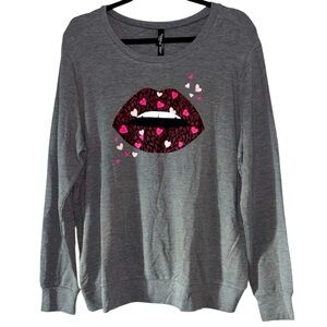 NWT Torrid Sleep - Lips & Hearts Sweatshirt, P:23.5”, L:27.5”, Sz 1